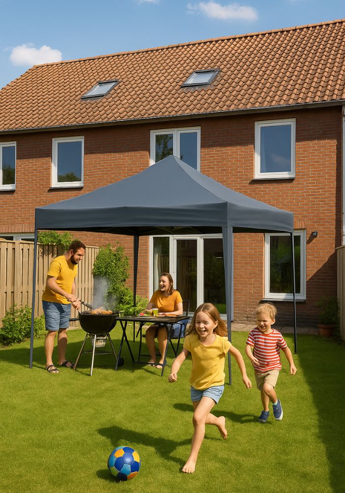 Easy up Festival Camping Partytent - 3x3m - Grijs - Festivales