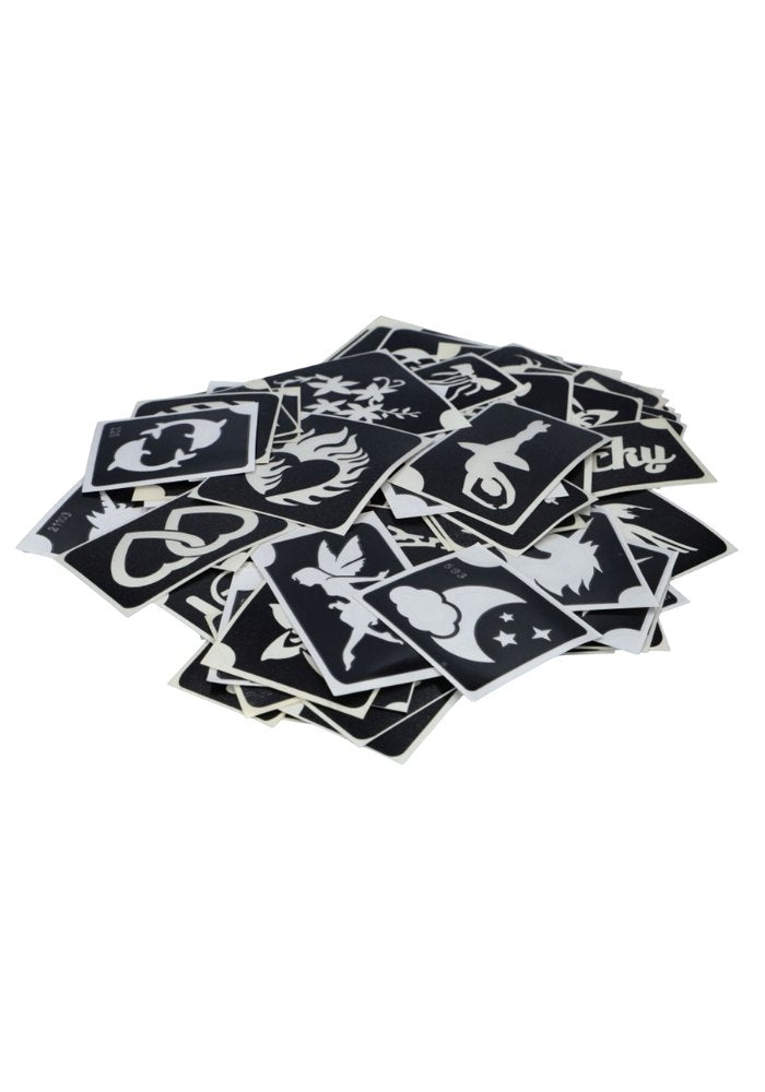 Big Mix XXL Glitter Tattoo Stencils 100pcs - Festivales