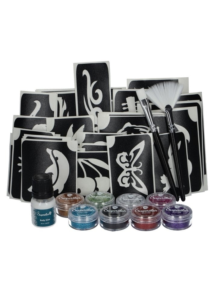 Big Party Professionele Set voor Glittertattoos - Festivales