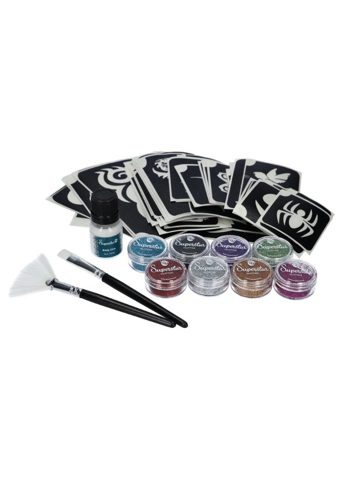 Big Party Professionele Set voor Glittertattoos - Festivales