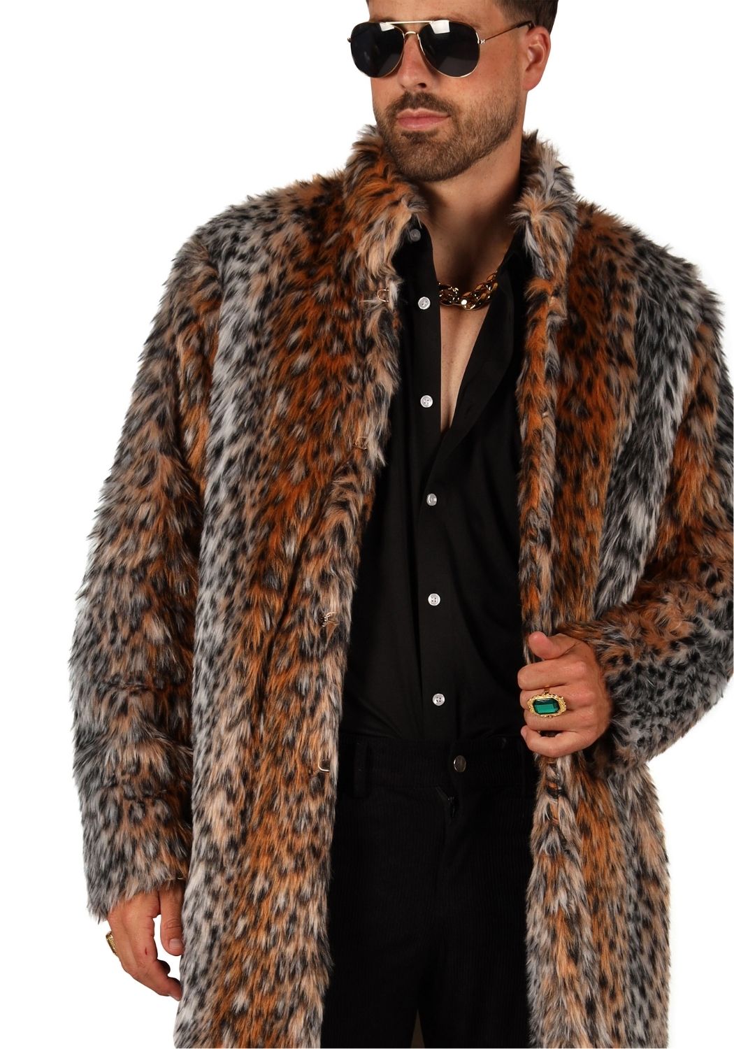 Bontjas Carnaval Heren Lang Panther Pimp - Festivales