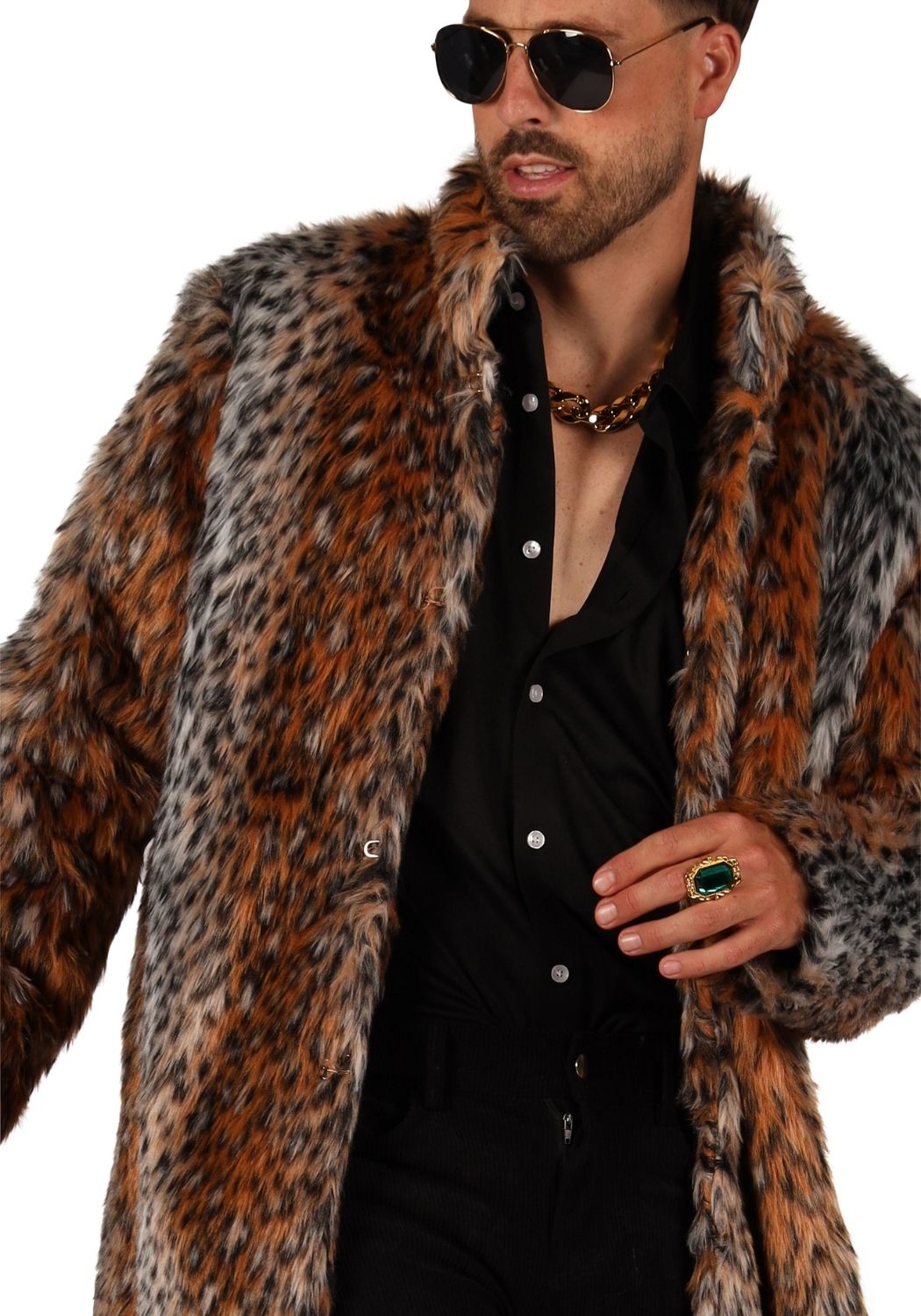 Bontjas Carnaval Heren Lang Panther Pimp - Festivales