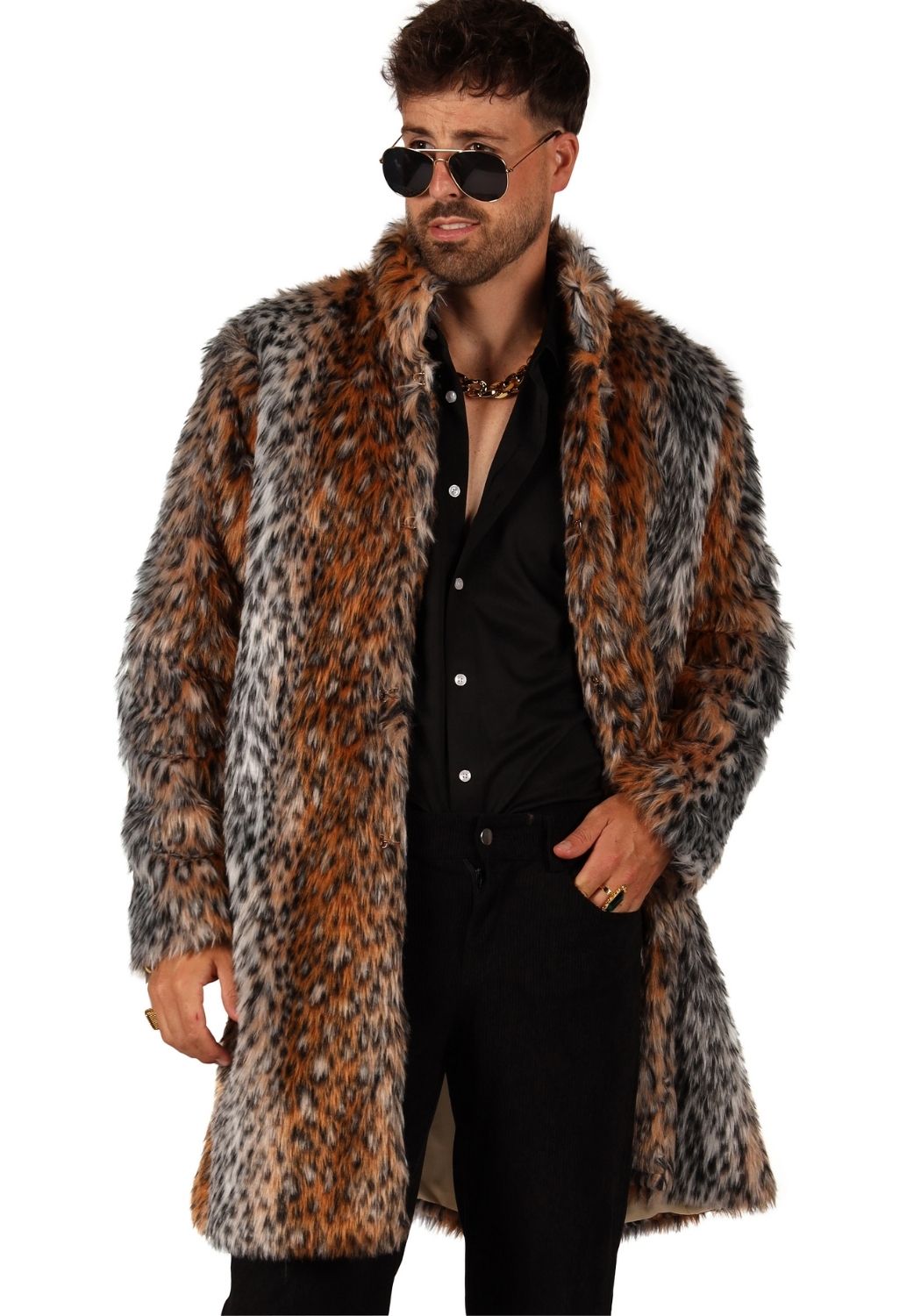 Bontjas Carnaval Heren Lang Panther Pimp - Festivales