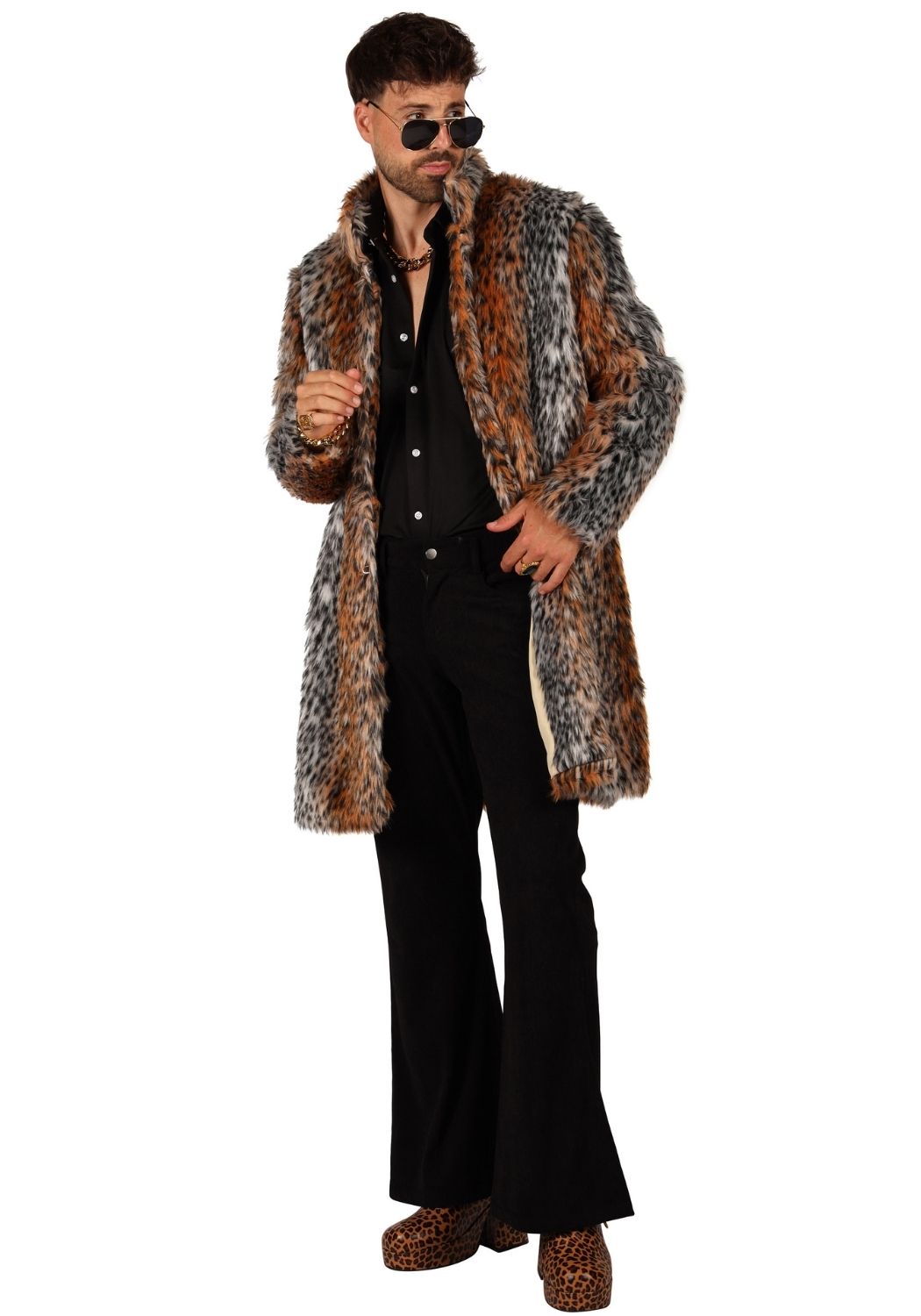 Bontjas Carnaval Heren Lang Panther Pimp - Festivales
