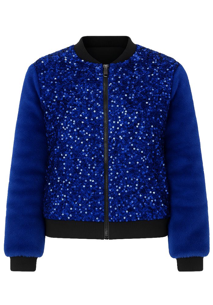 Carnavalsjas Dames Pailletten/Pluche Blauw - Festivales