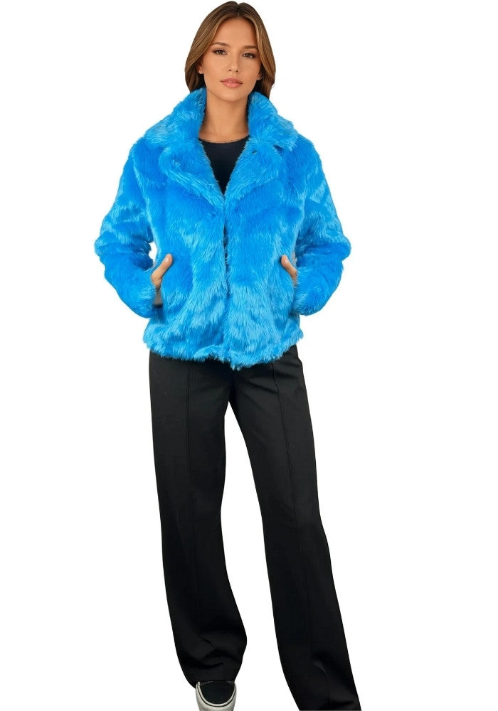 Bontjas Neon Blauw Dames - Festivales