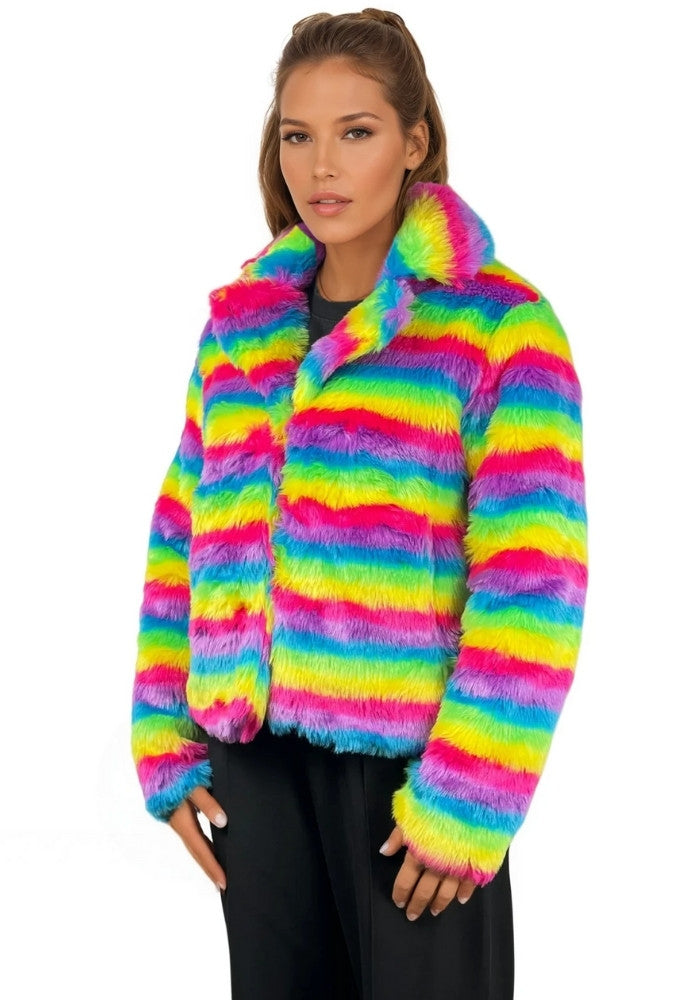 Bontjas Regenboog Streep Dames - Festivales