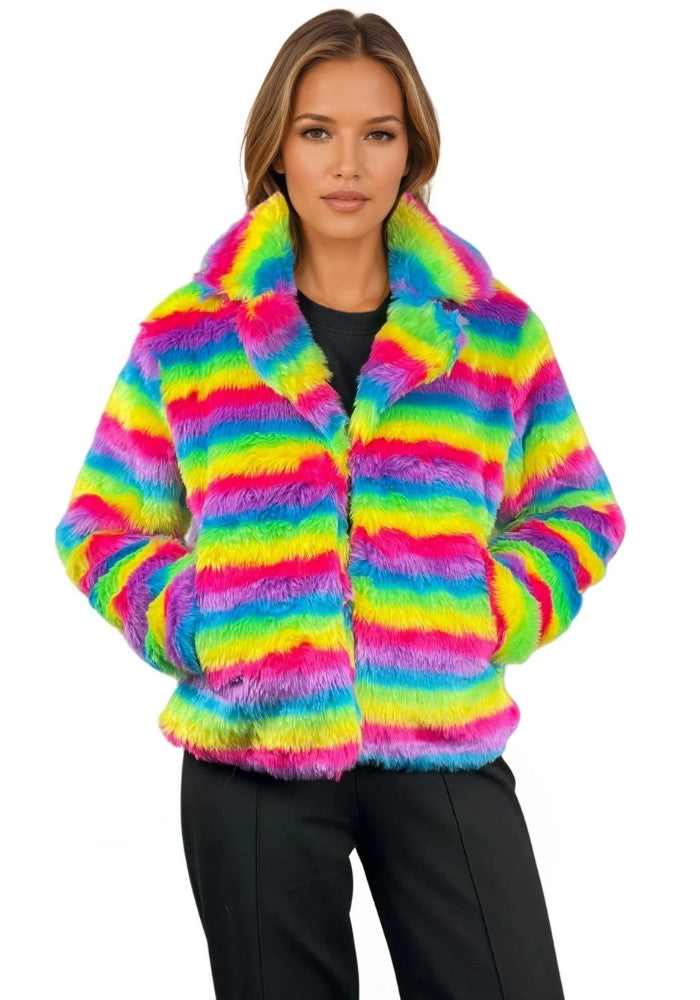 Bontjas Regenboog Streep Dames - Festivales