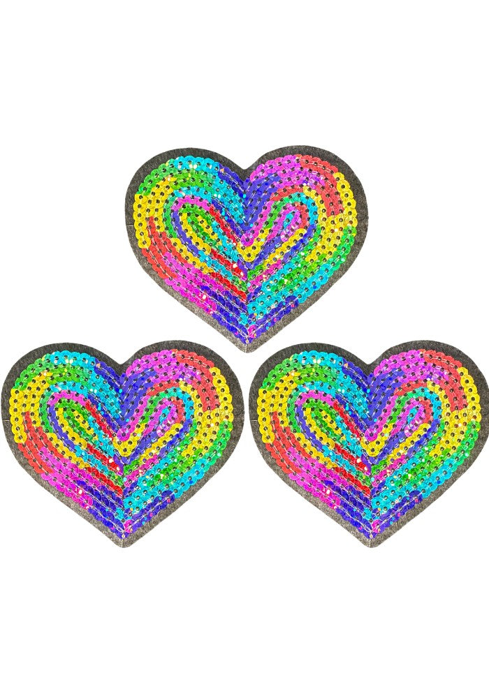 Hartjes Pailletten Regenboog - Carnavals Embleem - Festivales