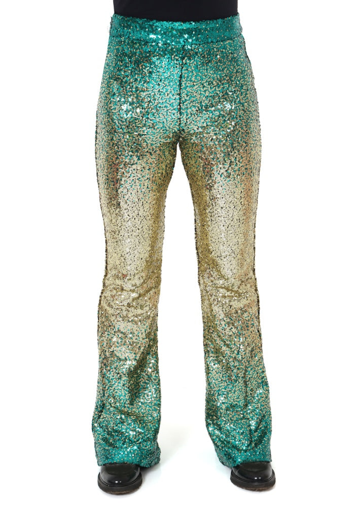 Flared Broek Pailletten Groen Goud - Festivales