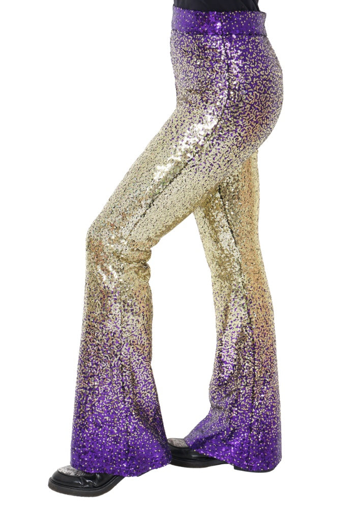 Flared Broek Pailletten Paars Goud - Festivales