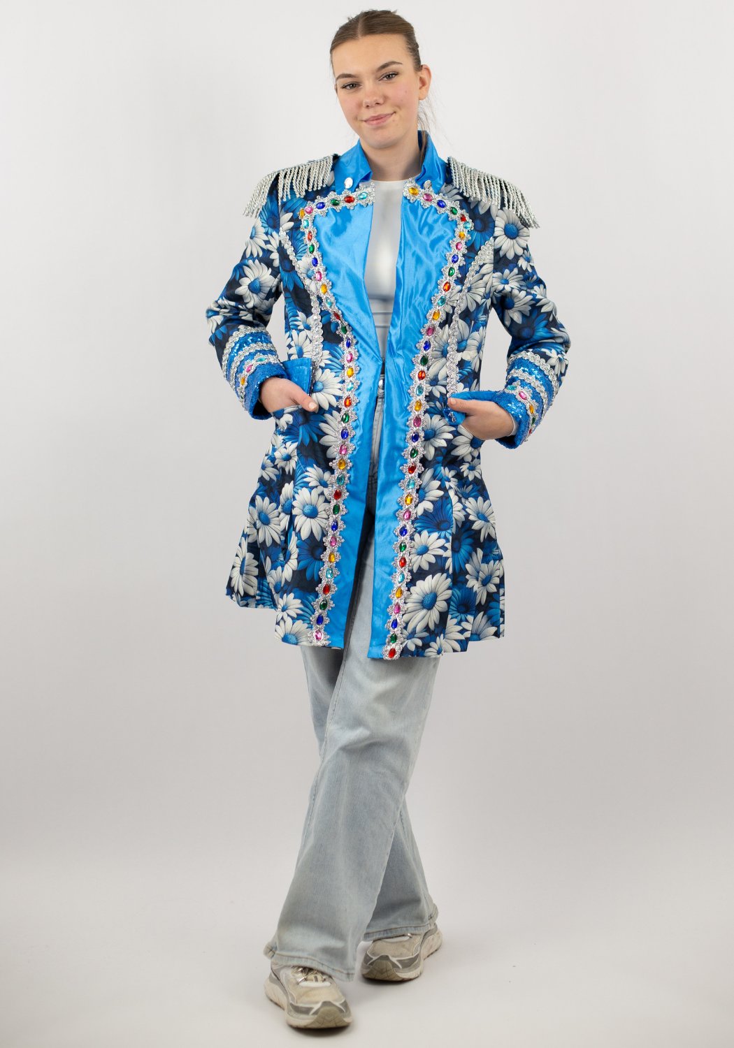 Carnavalsjas Dames Blue White Ladyflower - Festivales