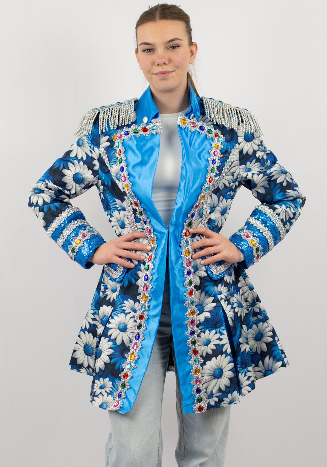 Carnavalsjas Dames Blue White Ladyflower - Festivales