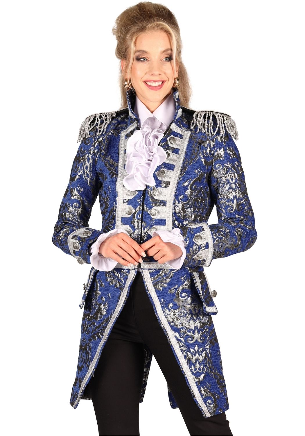 Carnavalsjas Dames Brocaat Nelson Blauw/Zilver - Festivales