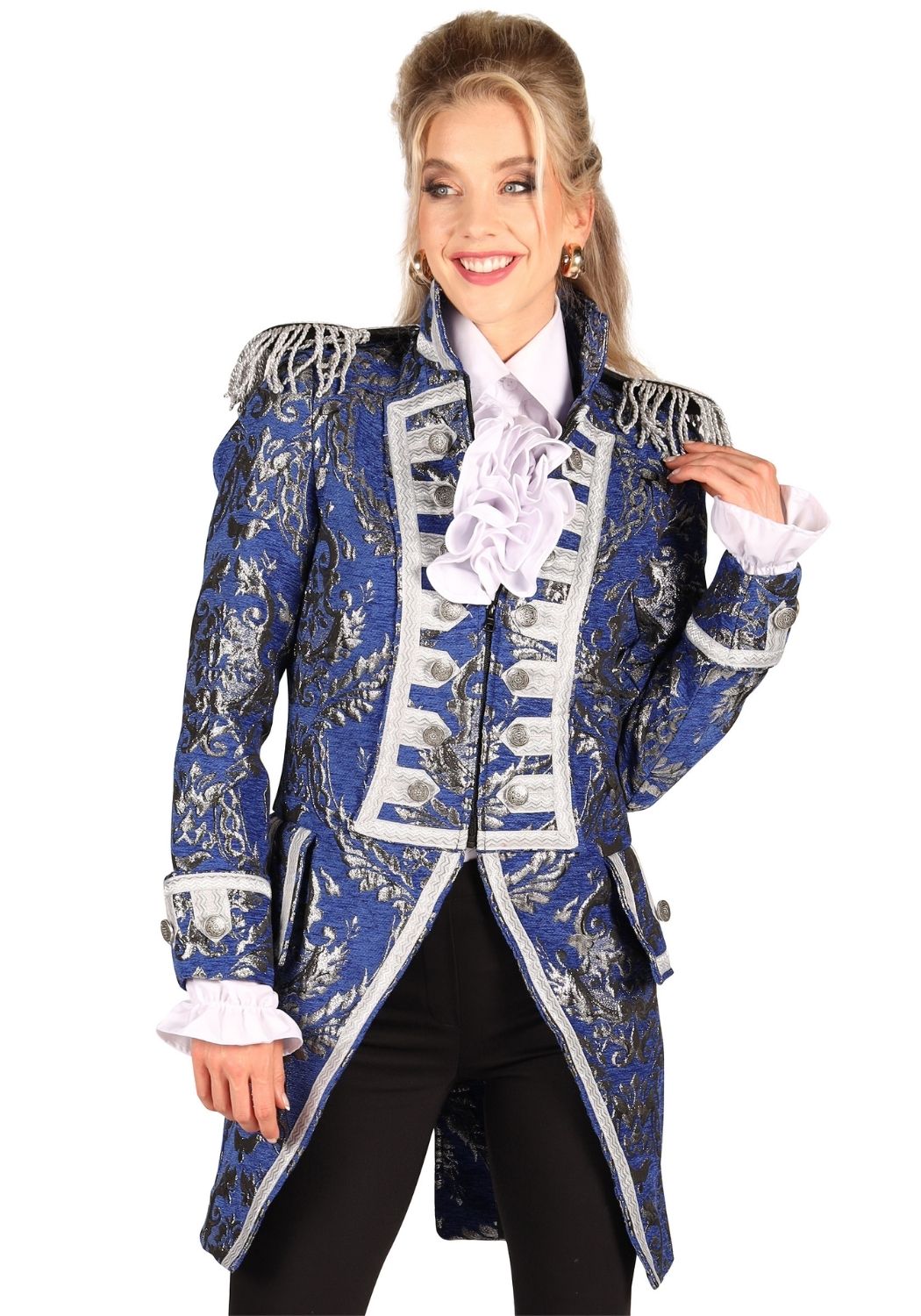 Carnavalsjas Dames Brocaat Nelson Blauw/Zilver - Festivales