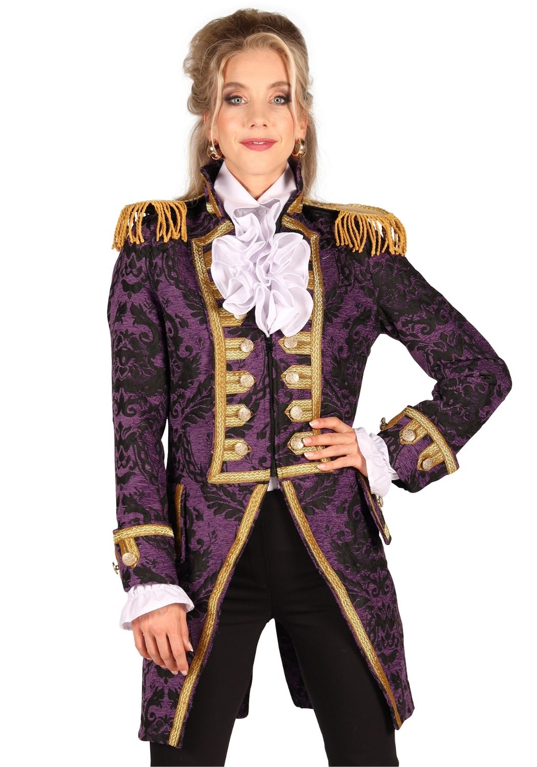 Carnavalsjas Dames Brocaat Nelson Paars/Goud - Festivales