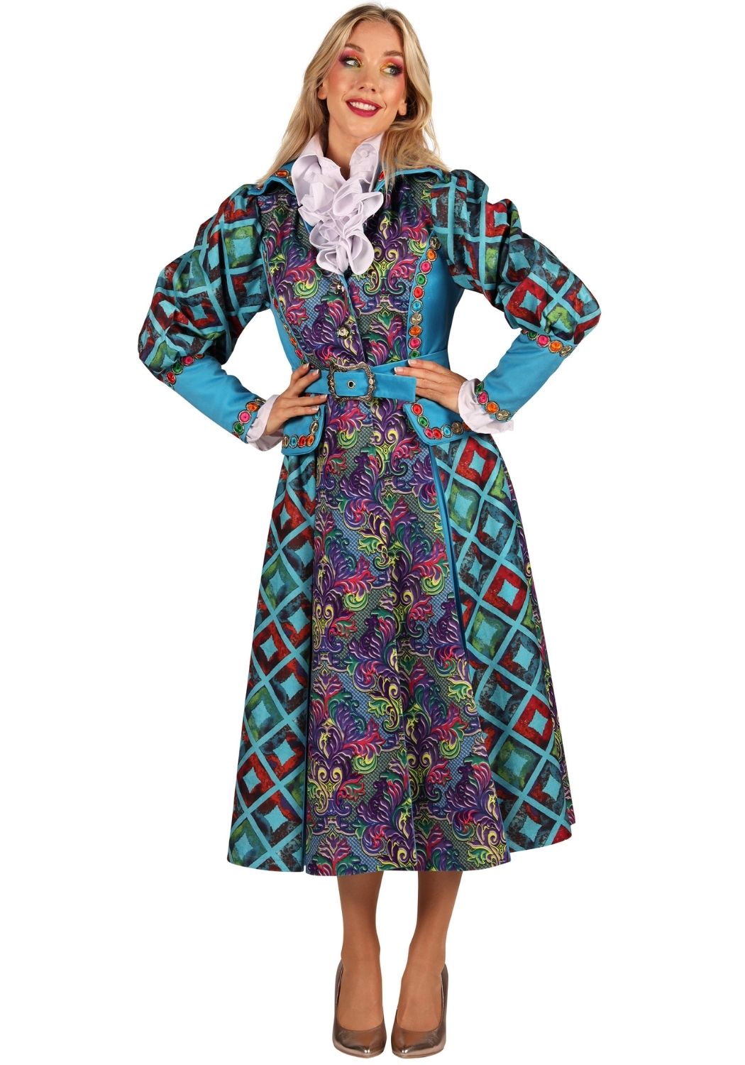 Carnavalsjas Dames Flower Square Turquoise - Festivales