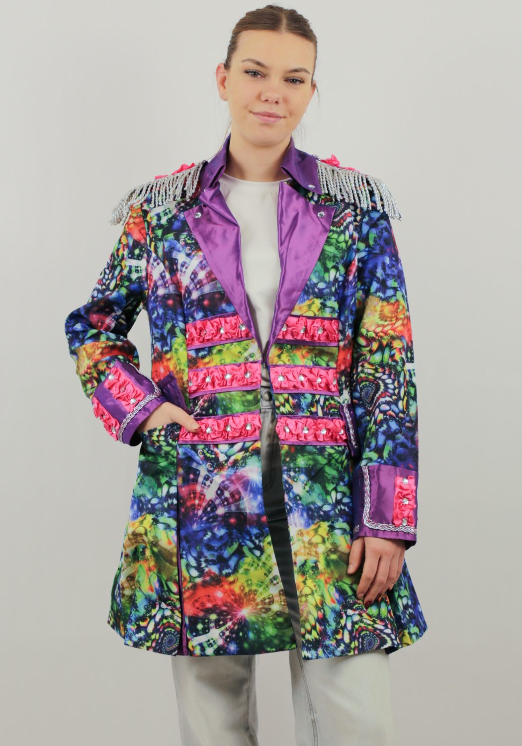 Dames Carnavalsjas Purple Holographic Diamonds - Festivales