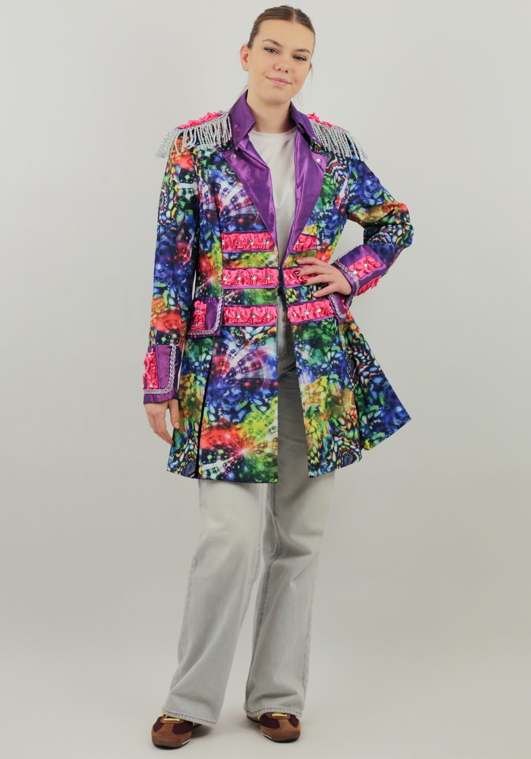 Dames Carnavalsjas Purple Holographic Diamonds - Festivales