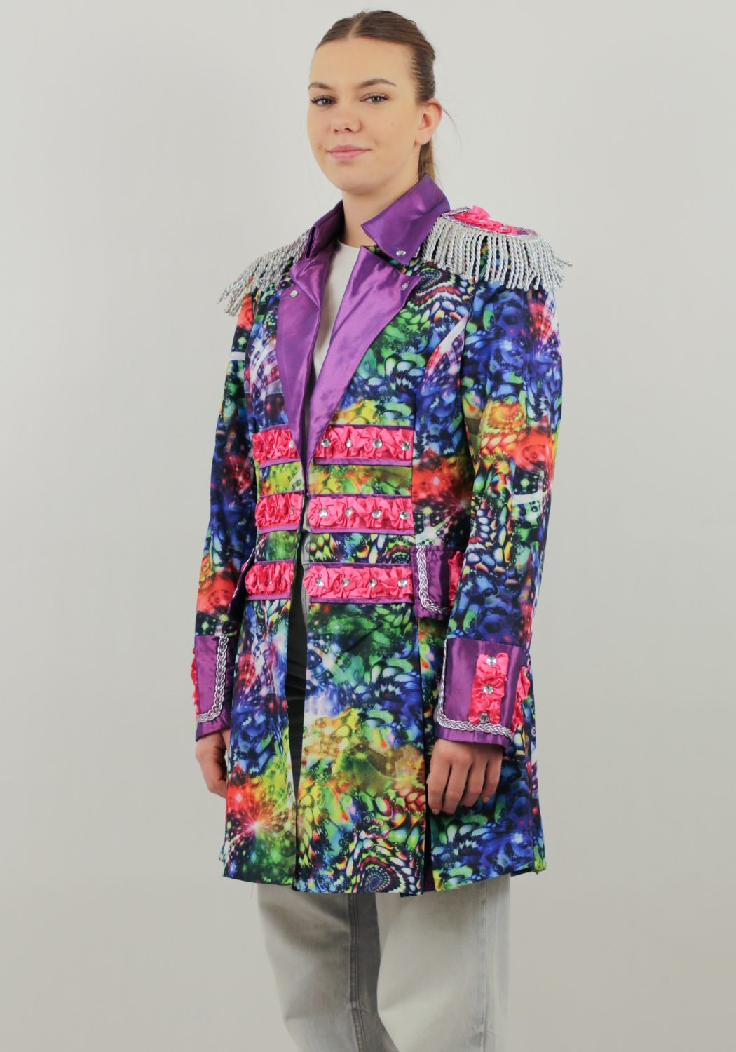 Dames Carnavalsjas Purple Holographic Diamonds - Festivales