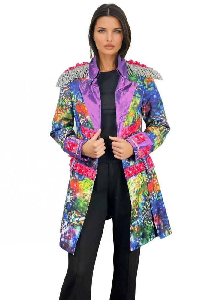 Dames Carnavalsjas Purple Holographic Diamonds - Festivales