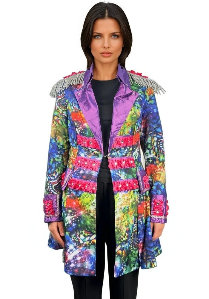 Dames Carnavalsjas Purple Holographic Diamonds - Festivales