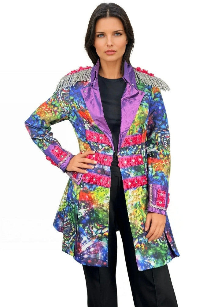 Dames Carnavalsjas Purple Holographic Diamonds - Festivales