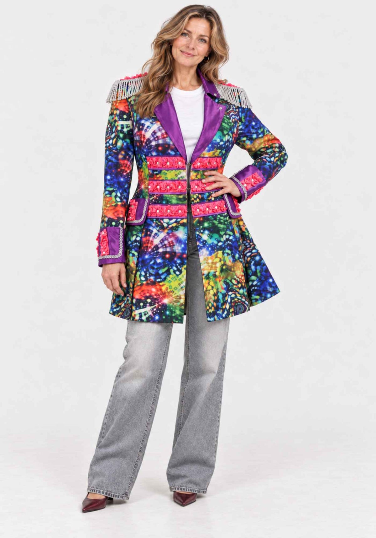Dames Carnavalsjas Purple Holographic Diamonds - Festivales