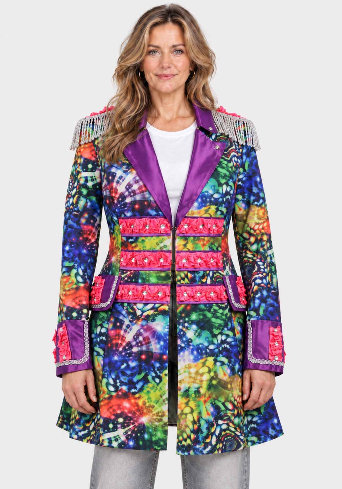 Dames Carnavalsjas Purple Holographic Diamonds - Festivales