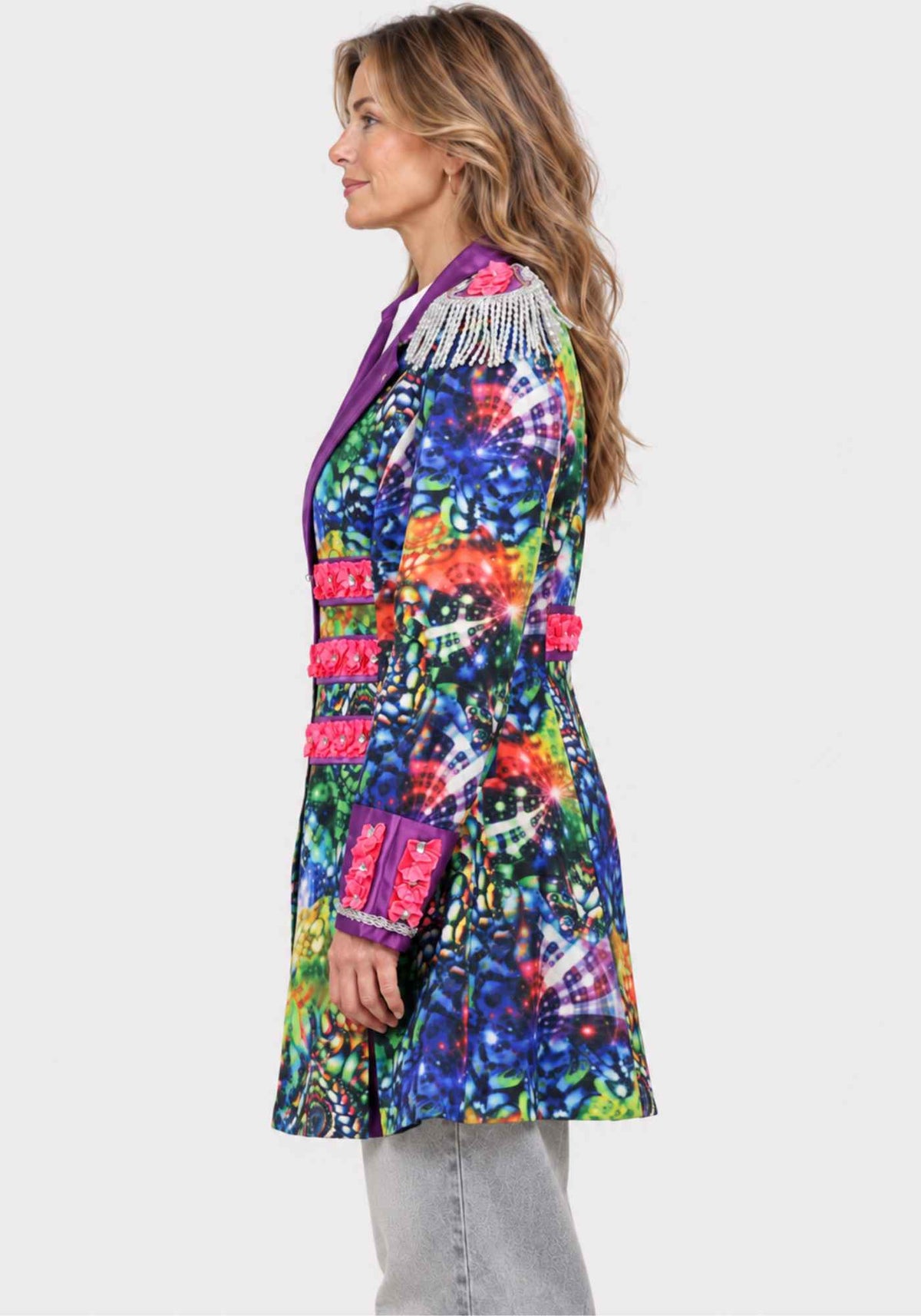 Dames Carnavalsjas Purple Holographic Diamonds - Festivales