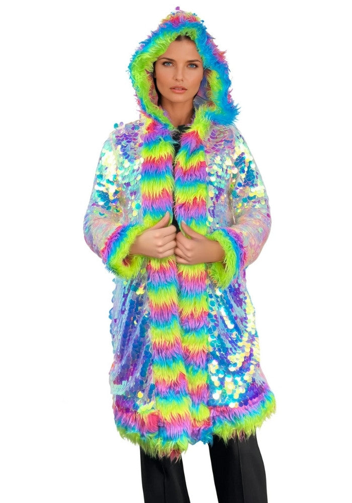 Carnavalsjas Pailletten Multibont Luxe Unisex - Festivales