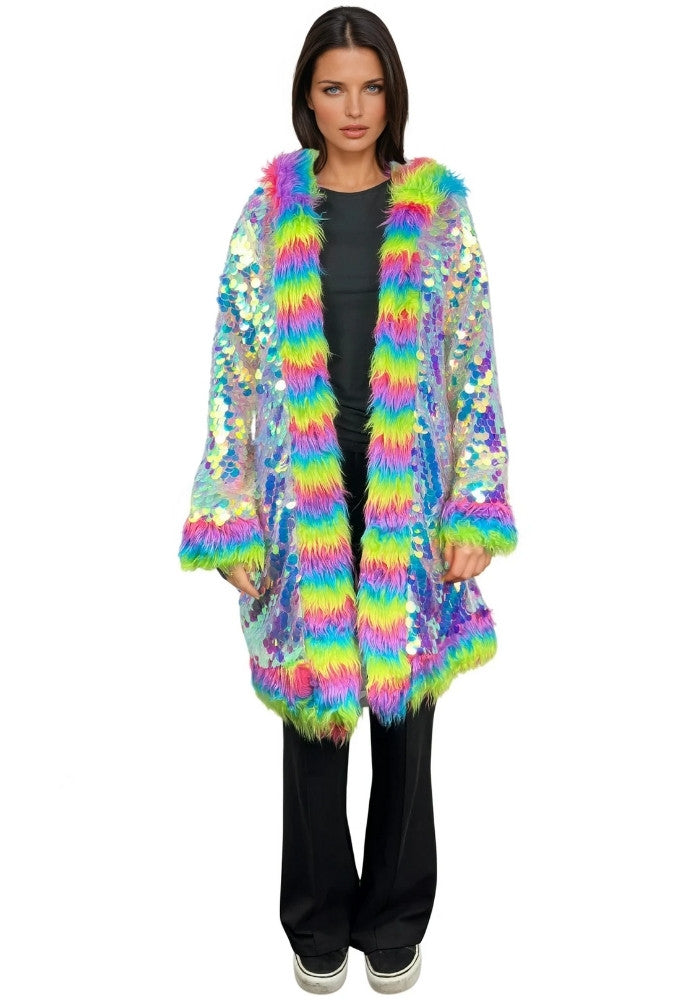 Carnavalsjas Pailletten Multibont Luxe Unisex - Festivales
