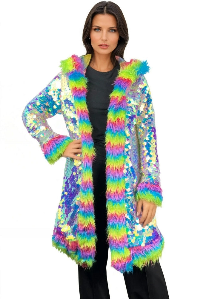 Carnavalsjas Pailletten Multibont Luxe Unisex - Festivales