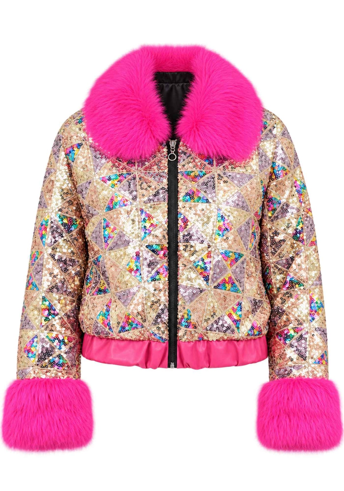 Carnavalsjas Dames Pailletten Bont Roze - Festivales