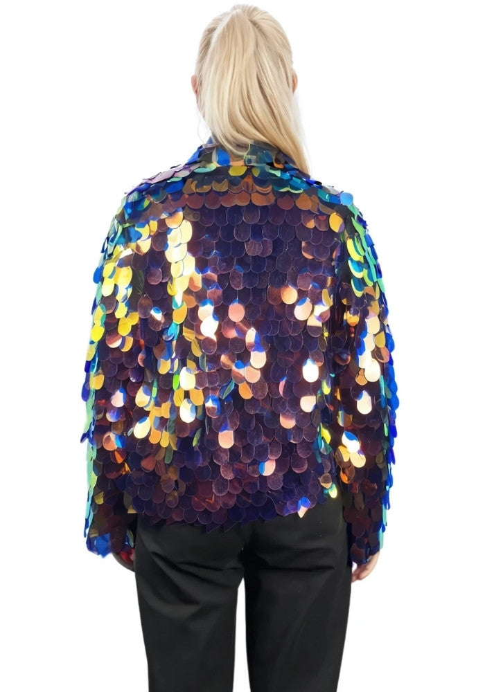 Carnavalsjas Mega Pailletten Vrouwen Groen/Blauw - Festivales