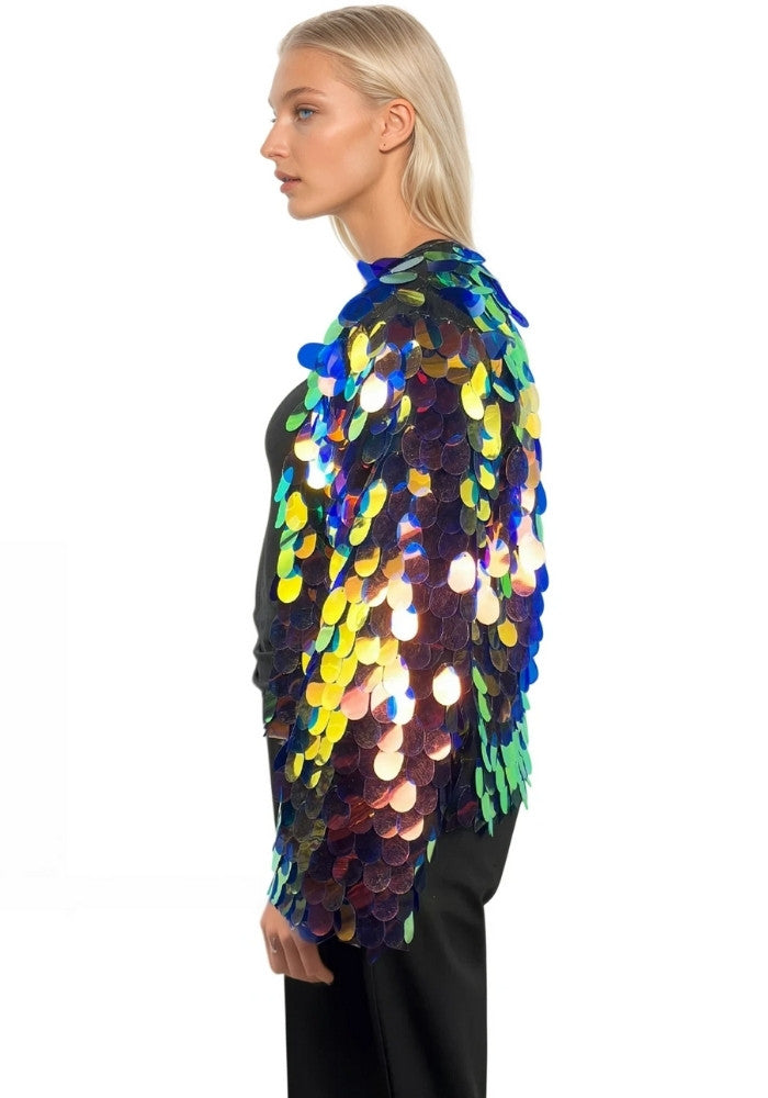 Carnavalsjas Mega Pailletten Vrouwen Groen/Blauw - Festivales