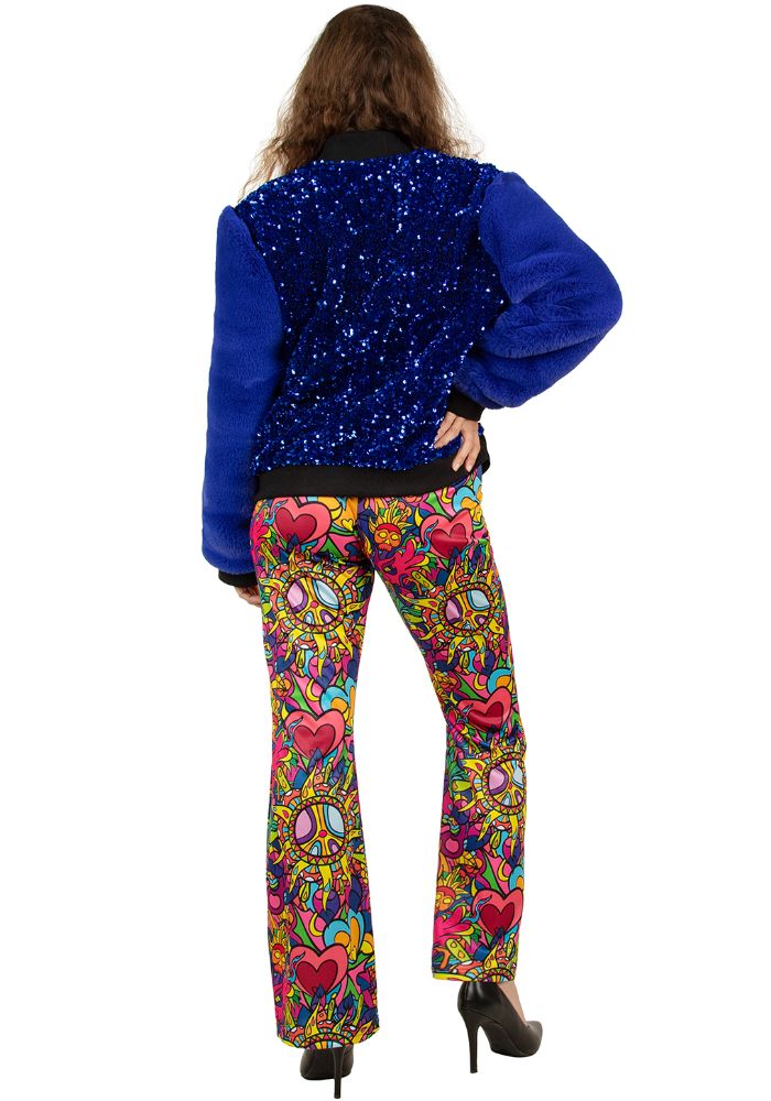 Carnavalsjas Dames Pailletten/Pluche Blauw - Festivales