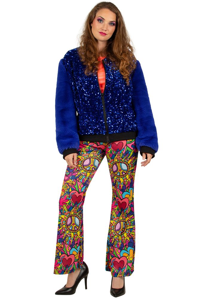 Carnavalsjas Dames Pailletten/Pluche Blauw - Festivales