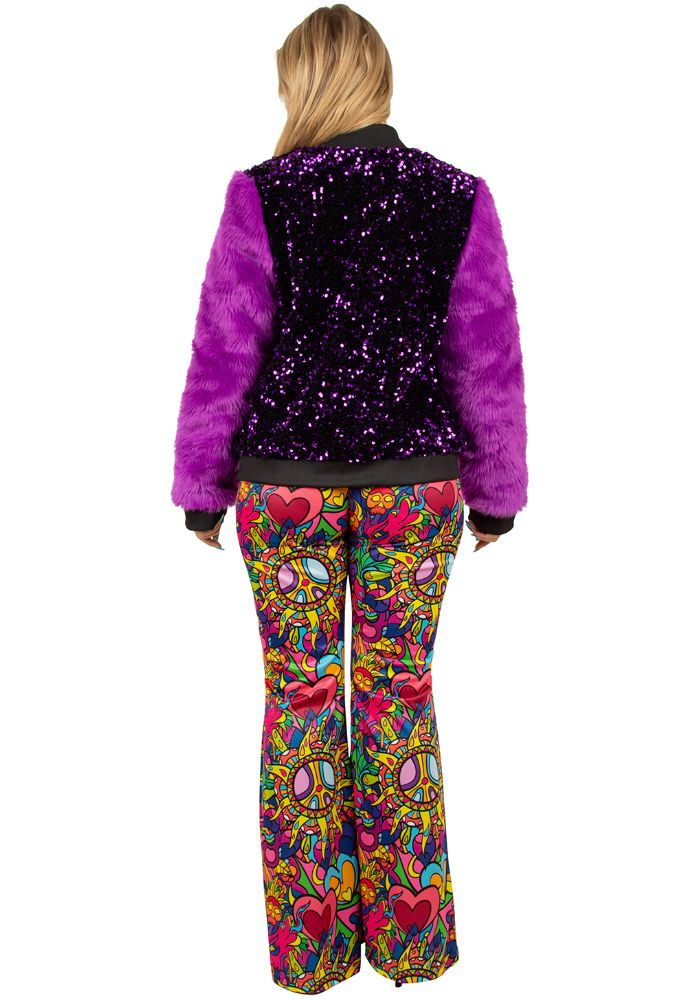 Carnavalsjas Dames Pailletten/Pluche Paars - Festivales