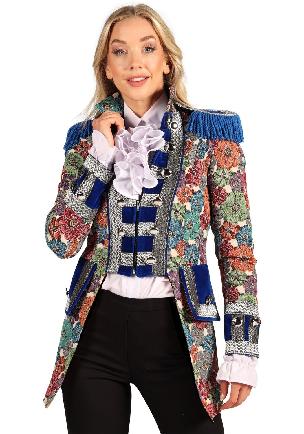 Carnavalsjas Dames Rustic Flower Blauw - Festivales