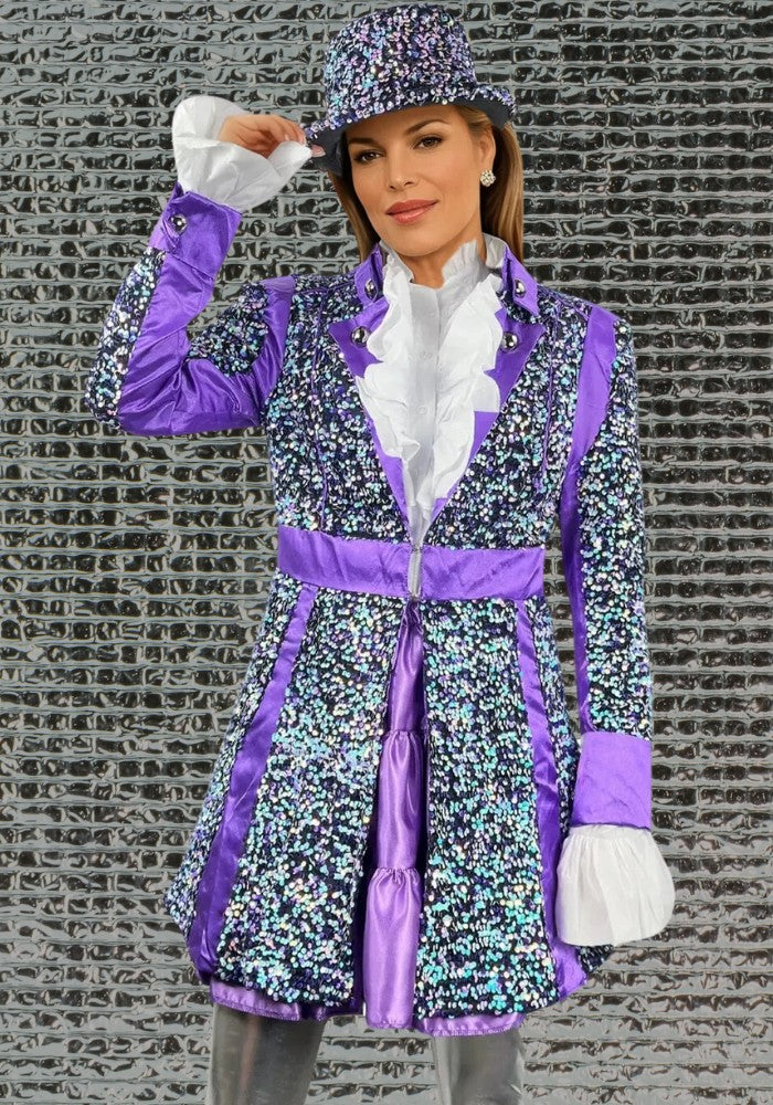 Carnavalsjas Sequin White Purple Dames 36 - Festivales