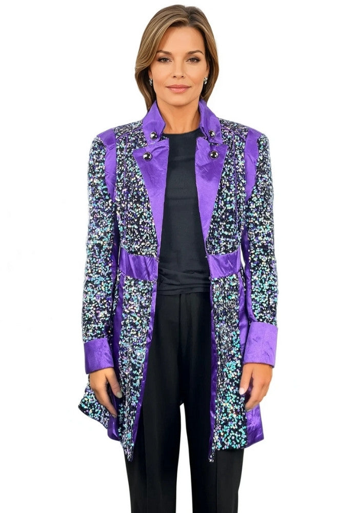 Carnavalsjas Sequin White Purple Dames - Festivales