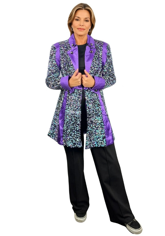 Carnavalsjas Sequin White Purple Dames - Festivales