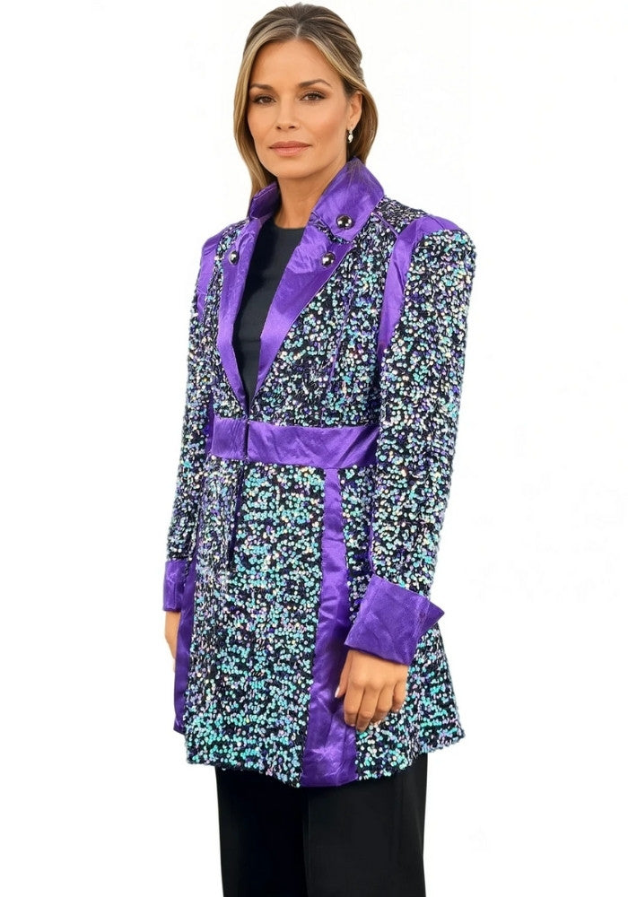 Carnavalsjas Sequin White Purple Dames - Festivales