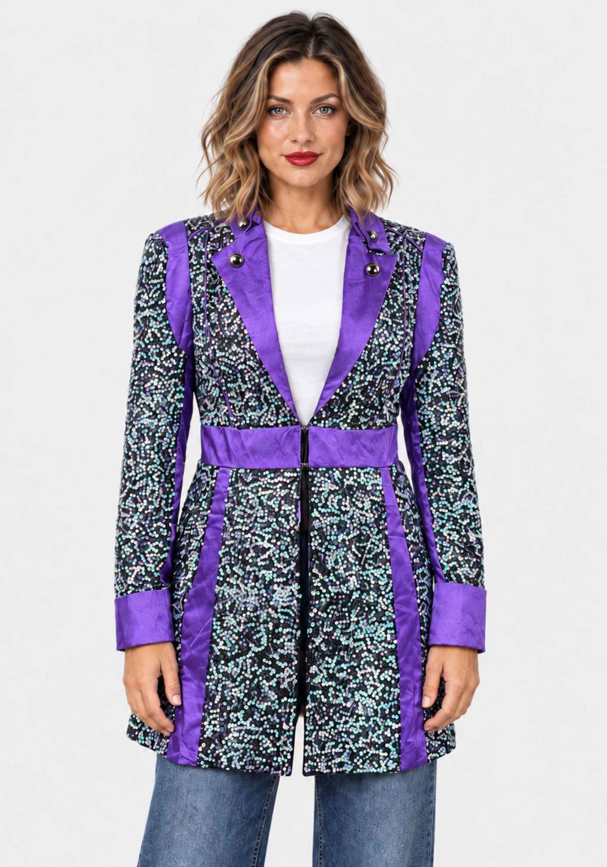 Carnavalsjas Sequin White Purple Dames - Festivales