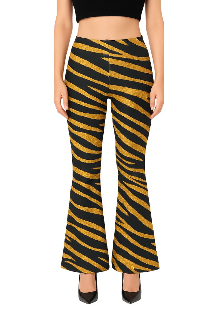 Flared Broek Tijgerprint Goud - Festivales