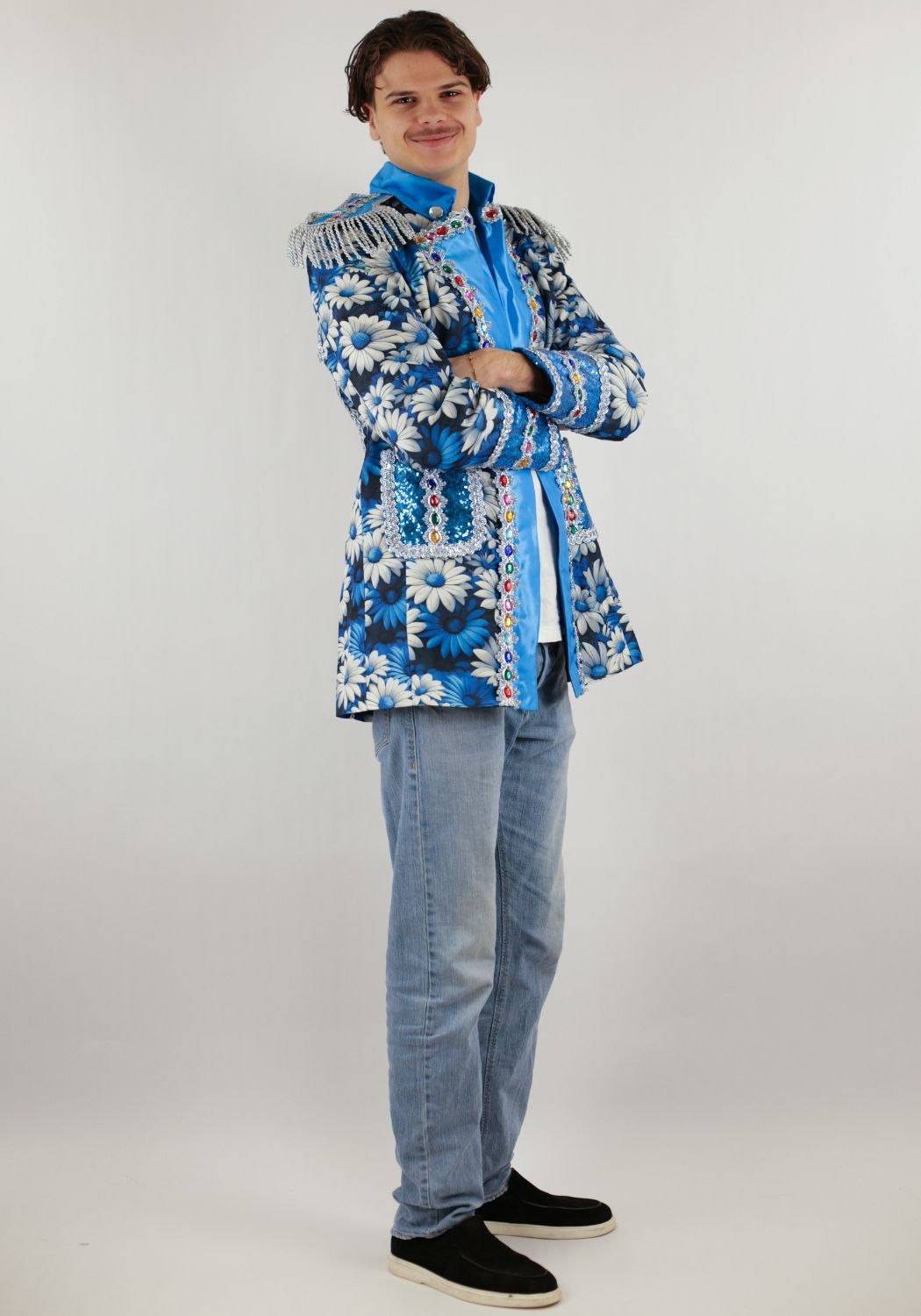 Carnavalsjas Heren Blue White Flower - Festivales