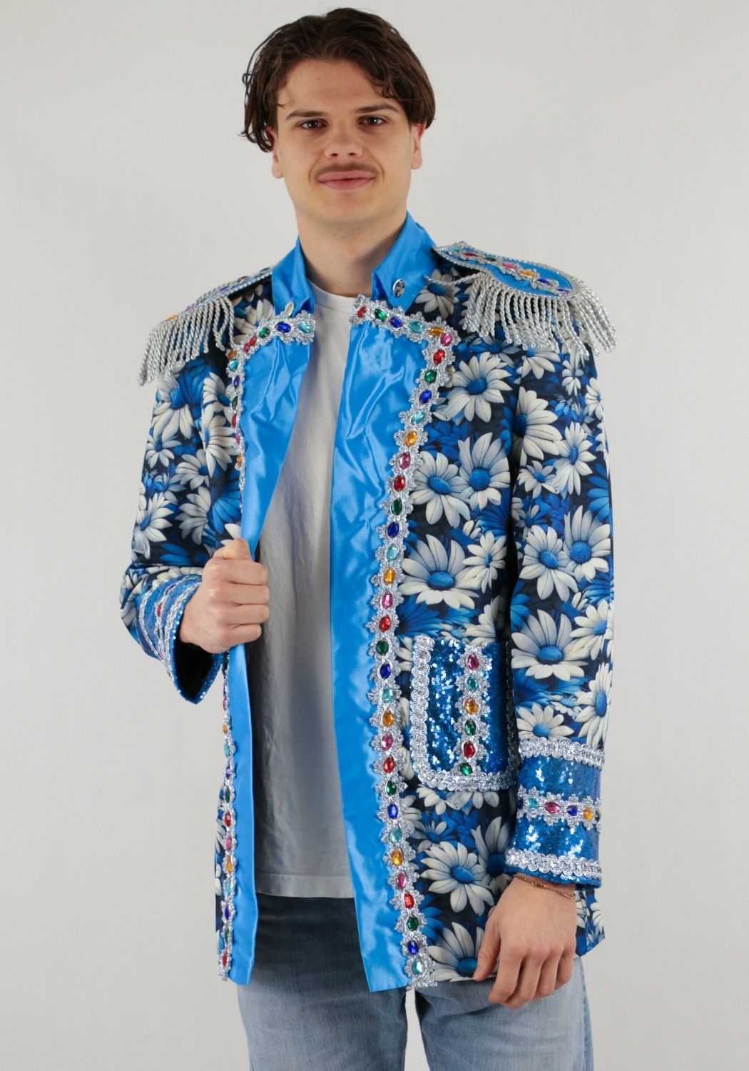 Carnavalsjas Heren Blue White Flower - Festivales