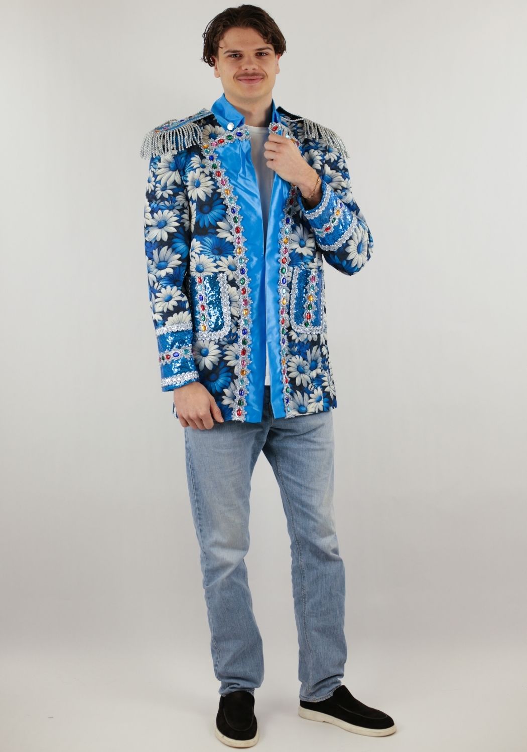 Carnavalsjas Heren Blue White Flower - Festivales