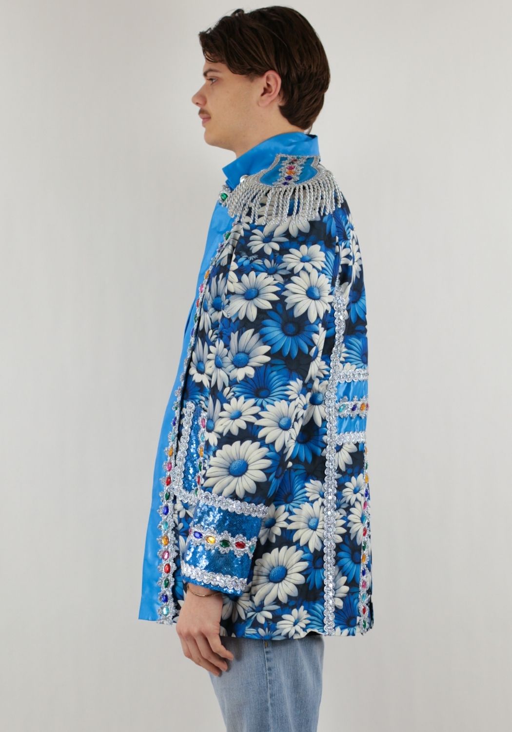 Carnavalsjas Heren Blue White Flower - Festivales